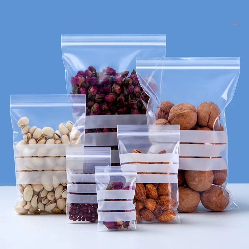 Food Snacks Label - 200PCS 투명 PE 쓰기 가능 지퍼락