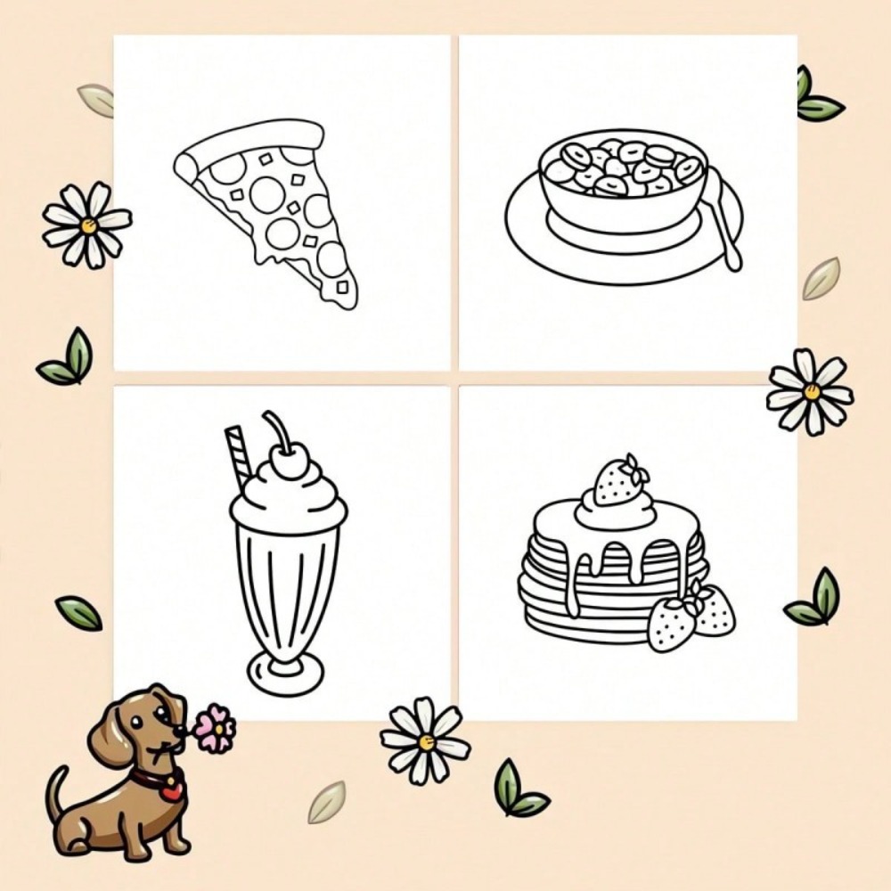 음식과 간식 색칠 공부 책 대담하고 쉬운 24페이지 성 - Food Snacks Coloring Book 리뷰 및 가격